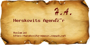 Herskovits Agenór névjegykártya
